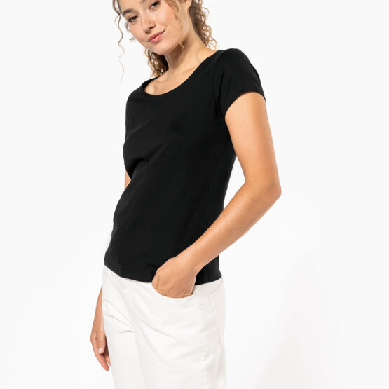 Γυναικείο T-shirt με βαθιά λαιμόκοψη K384 με εκτύπωση